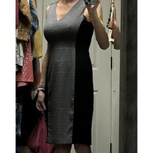 White House Black Market Gray Plaid Sheath Dress - Size 6 - EUC